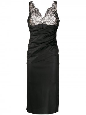 Приталенное платье с кружевом UNRAVEL PROJECT. Цвет: черный