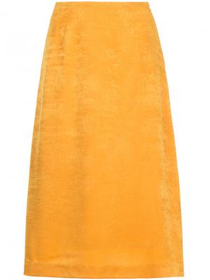 Бархатная юбка миди Cityshop. Цвет: жёлтый и оранжевый