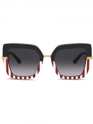 Солнцезащитные очки в квадратной оправе с принтом Dolce & Gabbana Eyewear. Цвет: черный