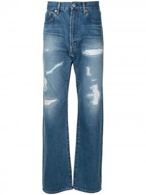 Прямые джинсы с завышенной талией Junya Watanabe MAN. Цвет: синий