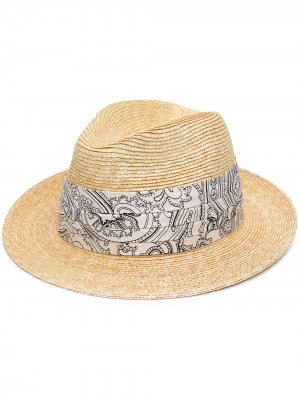 Соломенная шляпа с узором пейсли Etro. Цвет: нейтральные цвета