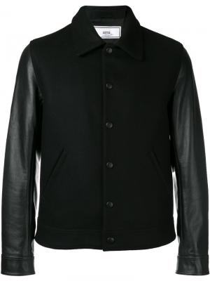 Куртка-бомбер Bimaterial Ami Alexandre Mattiussi. Цвет: чёрный