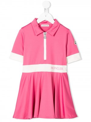 Платье-поло с короткими рукавами Moncler Enfant. Цвет: розовый