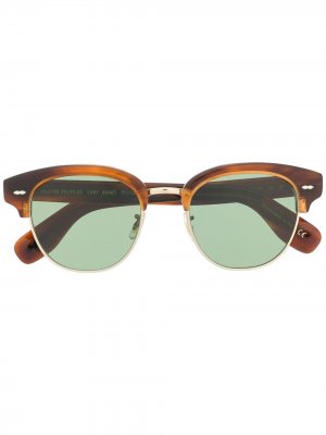 Солнцезащитные очки в квадратной оправе Oliver Peoples. Цвет: коричневый