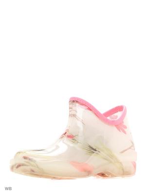 Резиновые полусапожки из поливинилхлоридной композиции женские. BRIS. Цвет: молочный, бледно-розовый
