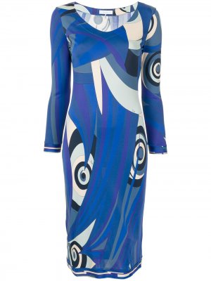 Приталенное платье с абстрактным принтом Emilio Pucci Pre-Owned. Цвет: синий