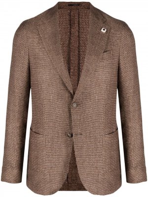 Твидовый пиджак Lardini. Цвет: коричневый