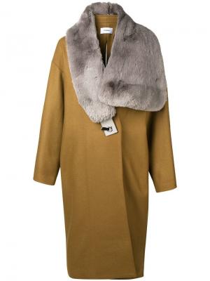 Scarf-detail oversized coat Chalayan. Цвет: brown