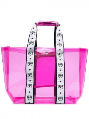 Прозрачная сумка-тоут с логотипом Chiara Ferragni. Цвет: розовый