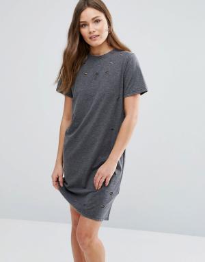 Платье-футболка New Look. Цвет: серый