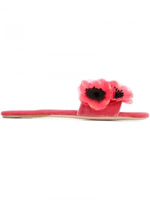Декориорванные сандалии Peony Miu. Цвет: розовый