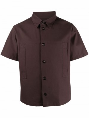 Рубашка с короткими рукавами и прорезными карманами Bottega Veneta. Цвет: коричневый