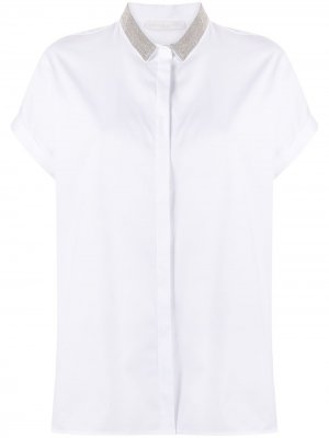 Рубашка на пуговицах с блестками воротнике Fabiana Filippi. Цвет: белый