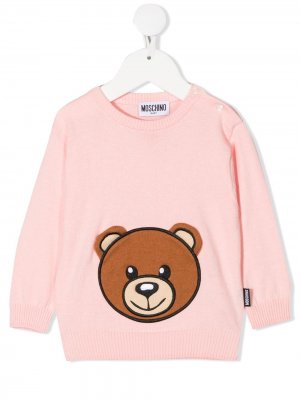 Джемпер с длинными рукавами и вышивкой Teddy Bear Moschino Kids. Цвет: розовый