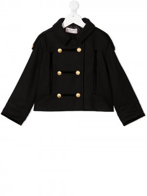 Пальто в стиле милитари с заостренным воротником Alberta Ferretti Kids. Цвет: черный