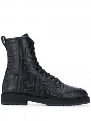 Ботинки в стиле милитари с логотипом FF Fendi. Цвет: черный