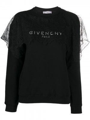 Толстовка с кружевной вставкой Givenchy. Цвет: черный
