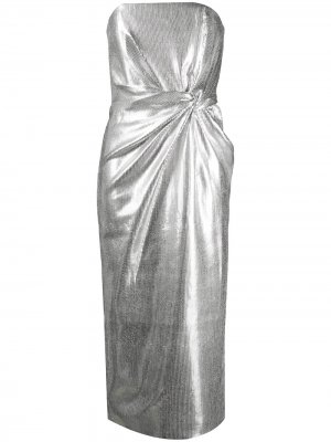 Платье с драпировкой и эффектом металлик 16Arlington. Цвет: серебристый