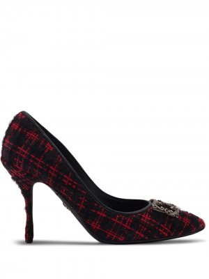 Твидовые туфли-лодочки с логотипом Dolce & Gabbana. Цвет: черный