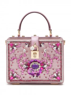 Сумка-тоут со стразами Dolce & Gabbana. Цвет: розовый