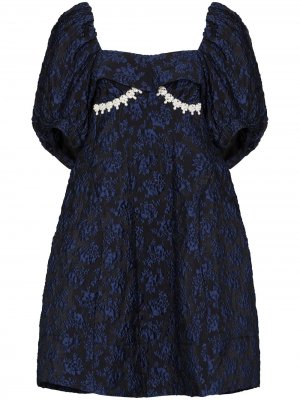 Жаккардовое платье с пышными рукавами Simone Rocha. Цвет: синий