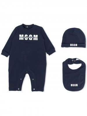 Комплект для новорожденного с логотипом MSGM Kids. Цвет: синий