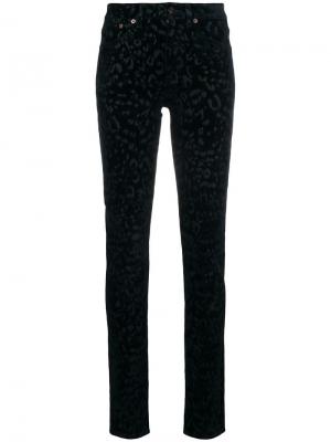 Леопардовые джинсы скинни Saint Laurent. Цвет: черный
