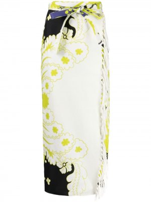 Твиловая юбка-саронг с принтом Valentino. Цвет: зеленый