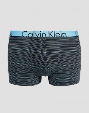 Хлопковые боксеры-брифы в полоску  ID Calvin Klein. Цвет: синий