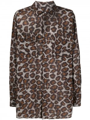Рубашка с леопардовым принтом Nanushka. Цвет: коричневый