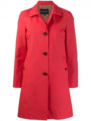 Однобортное приталенное пальто Etro. Цвет: красный