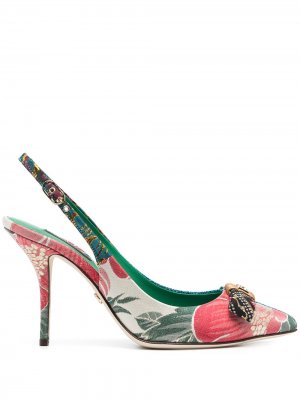 Туфли с цветочным принтом и блестками Dolce & Gabbana. Цвет: синий