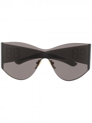 Солнцезащитные очки Mask в круглой оправе Balenciaga Eyewear. Цвет: черный
