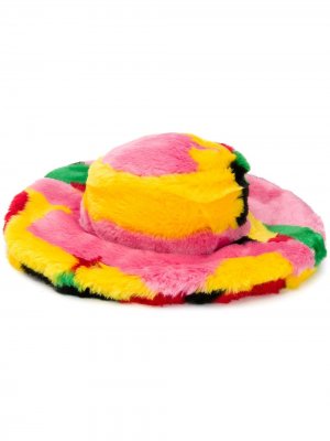 Шляпа в стиле колор-блок из искусственного меха Kirin. Цвет: желтый