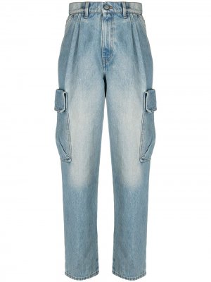 Зауженные джинсы с завышенной талией RED Valentino. Цвет: синий