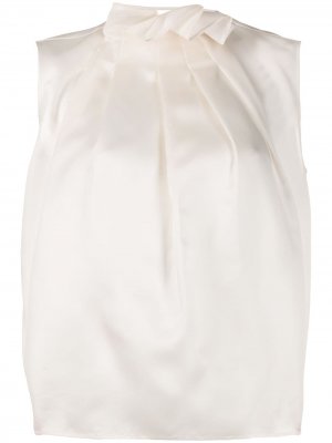 Блузка без рукавов с оборкой Nina Ricci. Цвет: белый
