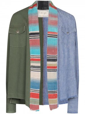 Куртка-кимоно с полосками Greg Lauren. Цвет: синий
