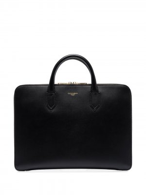 Портфель с тисненым логотипом Dolce & Gabbana. Цвет: черный