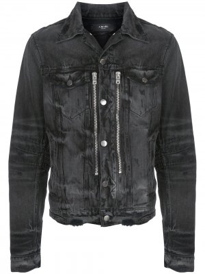 Джинсовая куртка Bandana MX2 с эффектом потертости AMIRI. Цвет: черный