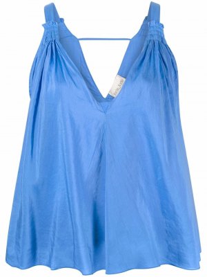 Присборенная блузка на бретелях Forte. Цвет: синий