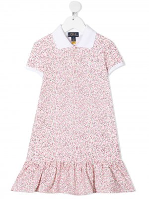 Платье-рубашка с цветочным принтом и воротником поло Ralph Lauren Kids. Цвет: розовый