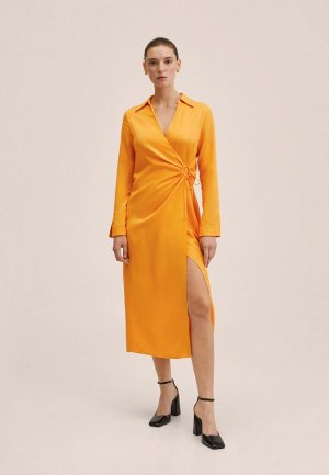 Платье Mango. Цвет: оранжевый