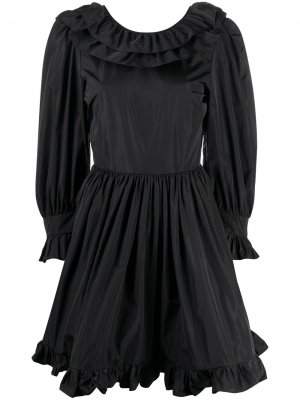 Платье мини с длинными рукавами и оборками MSGM. Цвет: черный