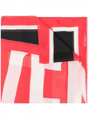 Шарф в стиле колор-блок с логотипом Givenchy. Цвет: красный