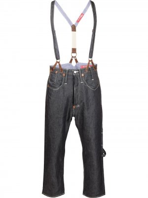 Укороченные джинсы с декоративной строчкой Junya Watanabe. Цвет: синий