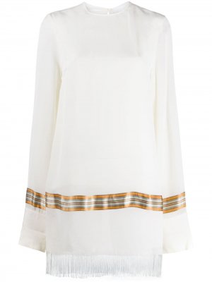 Блузка с бахромой и контрастными полосками Jil Sander. Цвет: нейтральные цвета