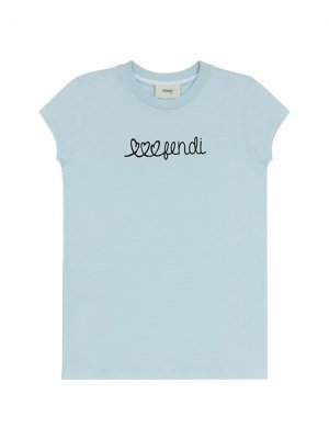 Logo print shortsleeved T-shirt Fendi Kids. Цвет: синий