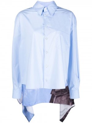 Поплиновая рубашка-кейп MM6 Maison Margiela. Цвет: синий