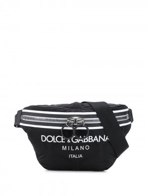 Поясная сумка с логотипом Dolce & Gabbana. Цвет: черный