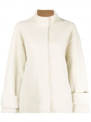 Однобортное пальто из овчины Liska. Цвет: нейтральные цвета